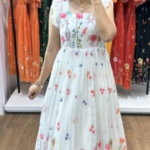 Floral Indo-Western Dress or Floral Long Kurthi Dress